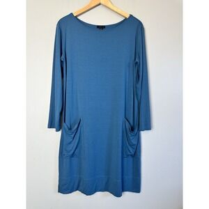 J Jill Teal Long Sleeve Stretch Pocket Dress Women's Medium Everyday Minimalist